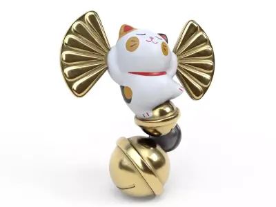 Lucky fortune cat Low-poly 3D model