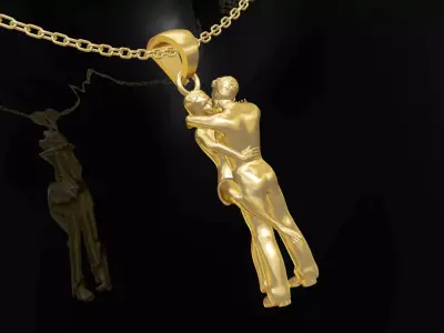 Long Kiss Gold Pendant Jewelry 3D print model