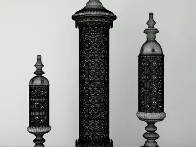 Cylinder Lanterns 3D model