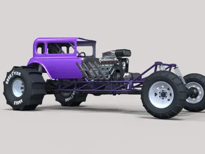 Mud dragster Hot Rod 3D model