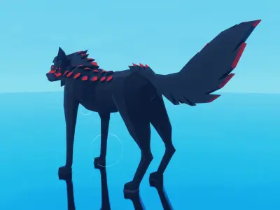 magic wolf Low-poly Game ready PBR  Low-poly 3D model