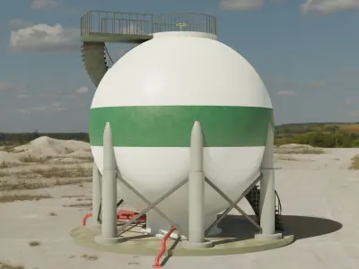 Sphere tank Low-poly 3D model