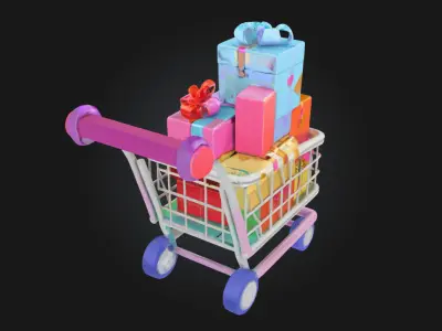 Gift Cart  Festive Wagon of Celebration and Cheer 3D model