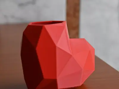 Low Poly Heart-Shaped Vase 3D print model