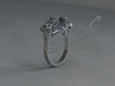 Luxury Trinity twist ring with gems 3d model 3D print model