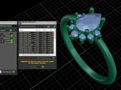 Pear halo engagement ring 3D print model