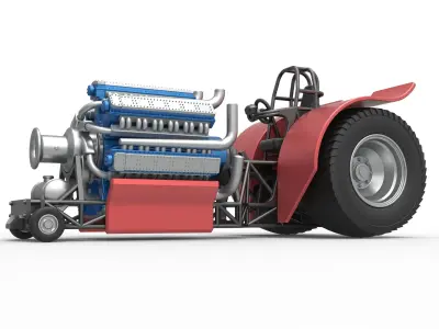 Pulling tractor 42 cylinder Radial engine Scale 1 to 25 3D print model