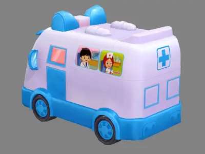 Cartoon toy medical ambulance Low-poly 3D model