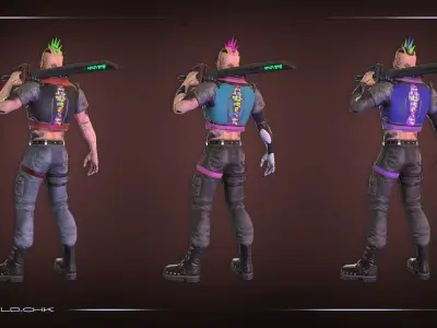 CyberWarrior unreal engine unity Low-poly 3D model