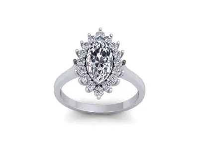 Marquees Diana Diamond Ring 3d Model and Render 3D print model