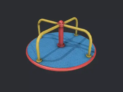 Playground Roundabout - Blue Low-poly 3D model
