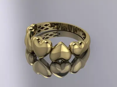 Jewelry Heart Ring Gold 3D print model