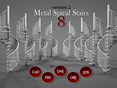 Metal Spiral Stairs V2 Low-poly 3D model