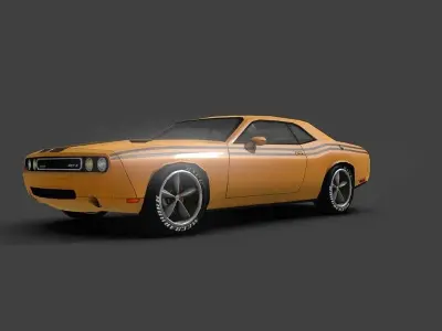Low Poly Car Model orange dodge challenger Low-poly 3D model