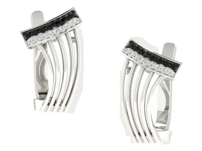 Solitaire Women Drop Earring 3dm STL OBJ FBX Render Details 3D print model 21