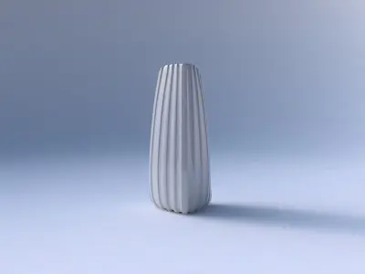 Vase curved tipping triangle with smooth vertical ribbons   3D print model