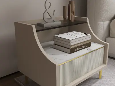 Curved Luxury Nightstand 3D model
