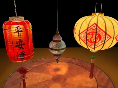 Chinese  red lantern  3D model purchase