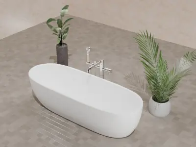 Modern bath with tap 3D model