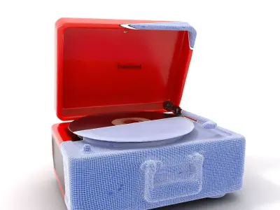 Vintage Red Turntable model pack Low-poly 3D model