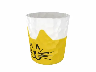  Plant Pot decorated with a Cat face 3D model
