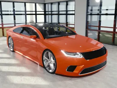 BLENDER EEVEE Brandless Mid Size 2 door coupe Low-poly 3D model