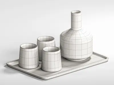 dishes tableware set 01 3D model