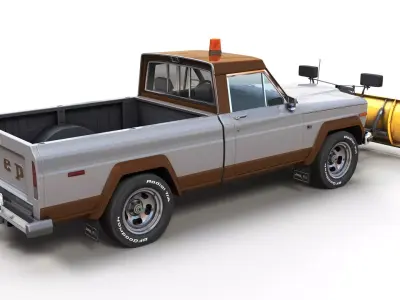 Jeep Gladiator J-10 snow plow pickup Low-poly 3D model