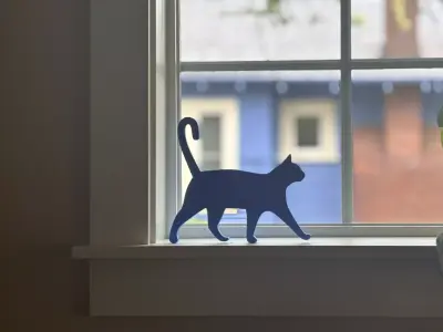 Running Cat Door Topper Window Sill Ornament  Free 3D print model