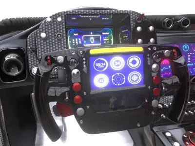 Race Car interior Low-poly 3D model