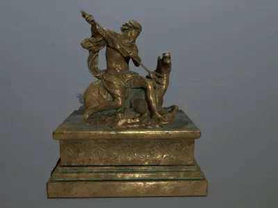 Neptune Statue Low-poly 3D model 2