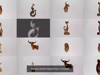 Abstract Animal Statue Pack 3D Model Collection
