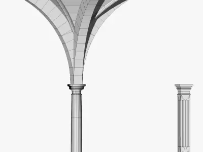Vaulting 4-5 Renaissance 750cm spcd thick arches and thick curbs Low-poly 3D model