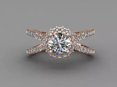 Rose Gold Women Diamond Ring 3D print model 3D print model 16
