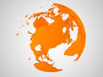Globe Shell Orange Color World Map 3D model