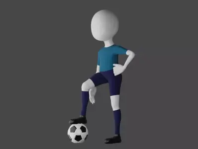 low poly character kicking soccer ball Free low-poly 3D model