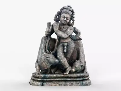 Wooden Buddha Scan Low-poly 3D model