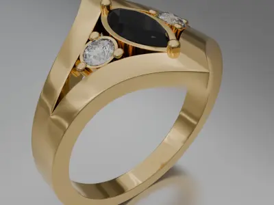 Noctis Aureum ring with diamonds and black onyx 3D model jewelry 3D model