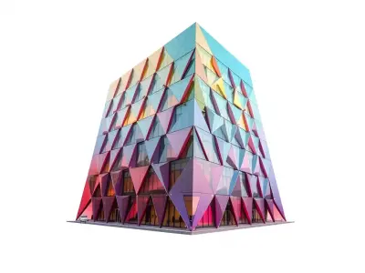 Prismatic Facade Building model pack Low-poly 3D model
