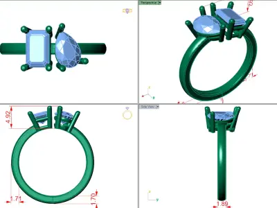 me  you ring pear shape  emerald cut  3D print model