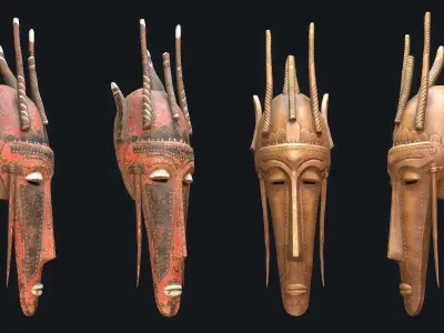 African mask 8 Low-poly 3D model