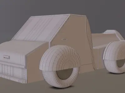 Simple Cartoon Car  Low-poly 3D model