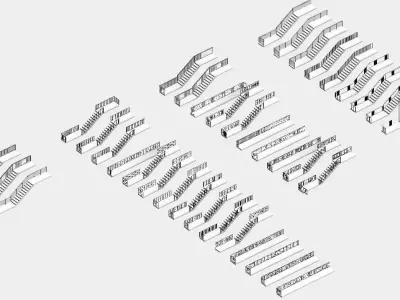 Railing Revit Family Batch 3D model