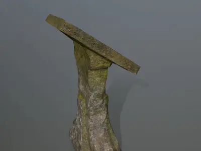 lectern old stone bench Low-poly 3D model