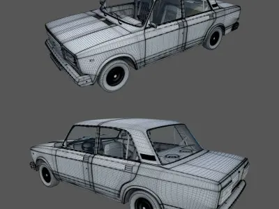 VAZ-2107 old car 3D model