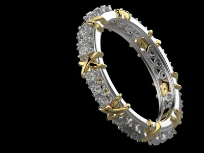 Tiffany ring 3 diamond 3D print model