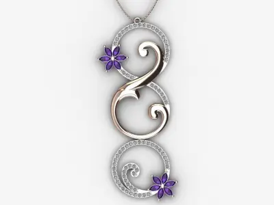 flora pendant  with marquise flower 3D print model