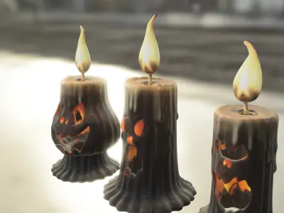 Haunted Halloween Candles Low-poly 3D model