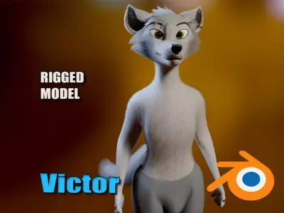 Victor Anthro Wolf Low-poly 3D model