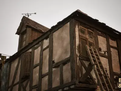 Medieval French Town Environment Low-poly 3D model